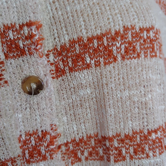 Francesca's Alya Cream and Burnt Orange Striped Button Down Top Size Women Small - Picture 7 of 9